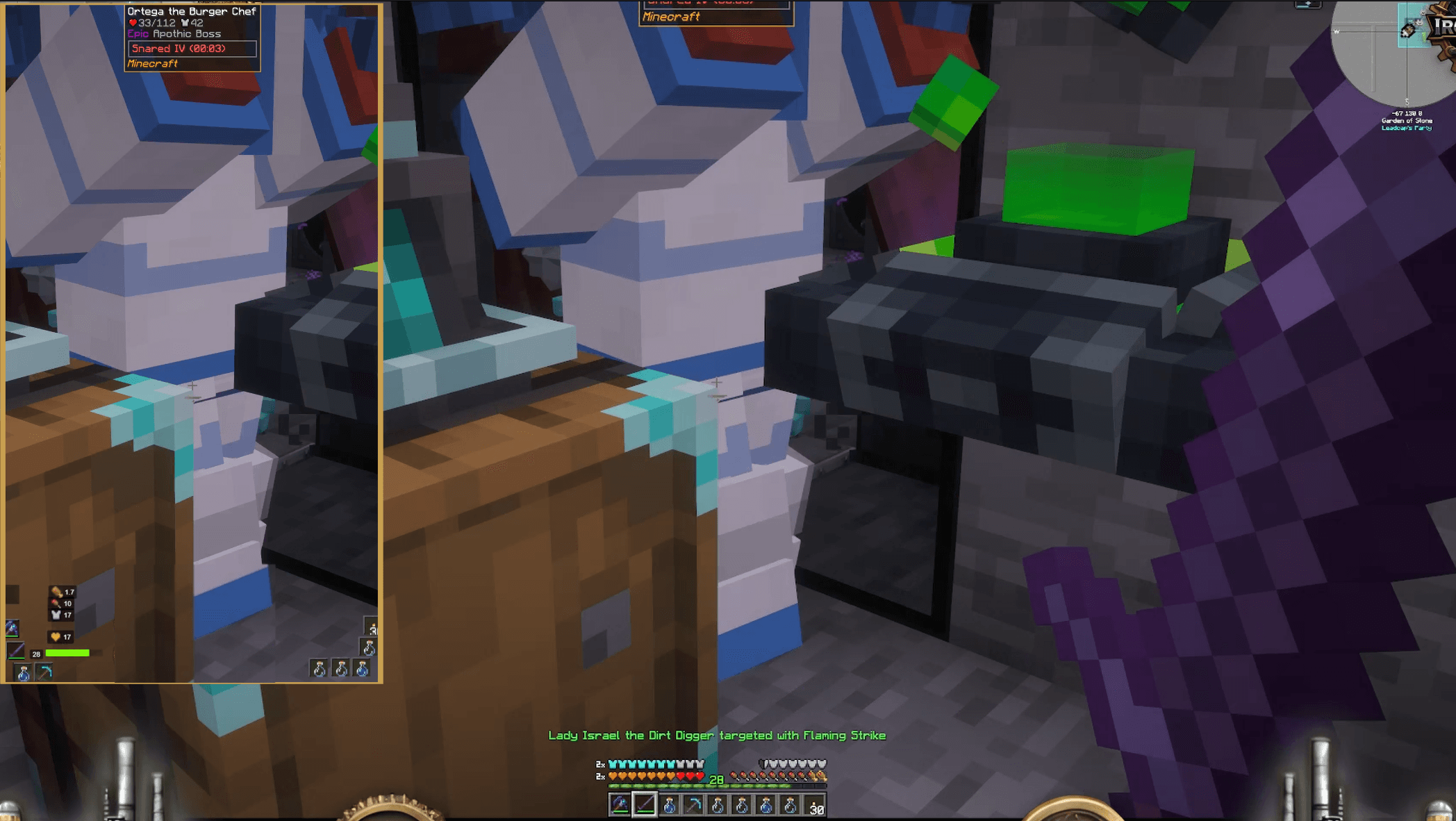 Minecraft stream overlay — health, hunger, XP live